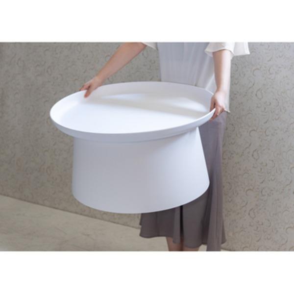 サイドテーブル ミニテーブル 直径70×高さ36cm Lサイズ 円形 ホワイト ポリプロピレン 組立品 ラウンドテーブル リビング_2