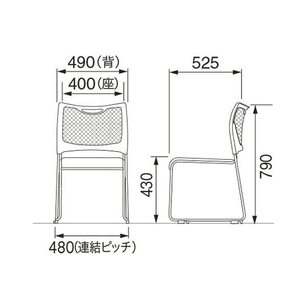 アイリスチトセ スタッキングチェア ブラック/ブルー MCX-02DM-F 1脚_2