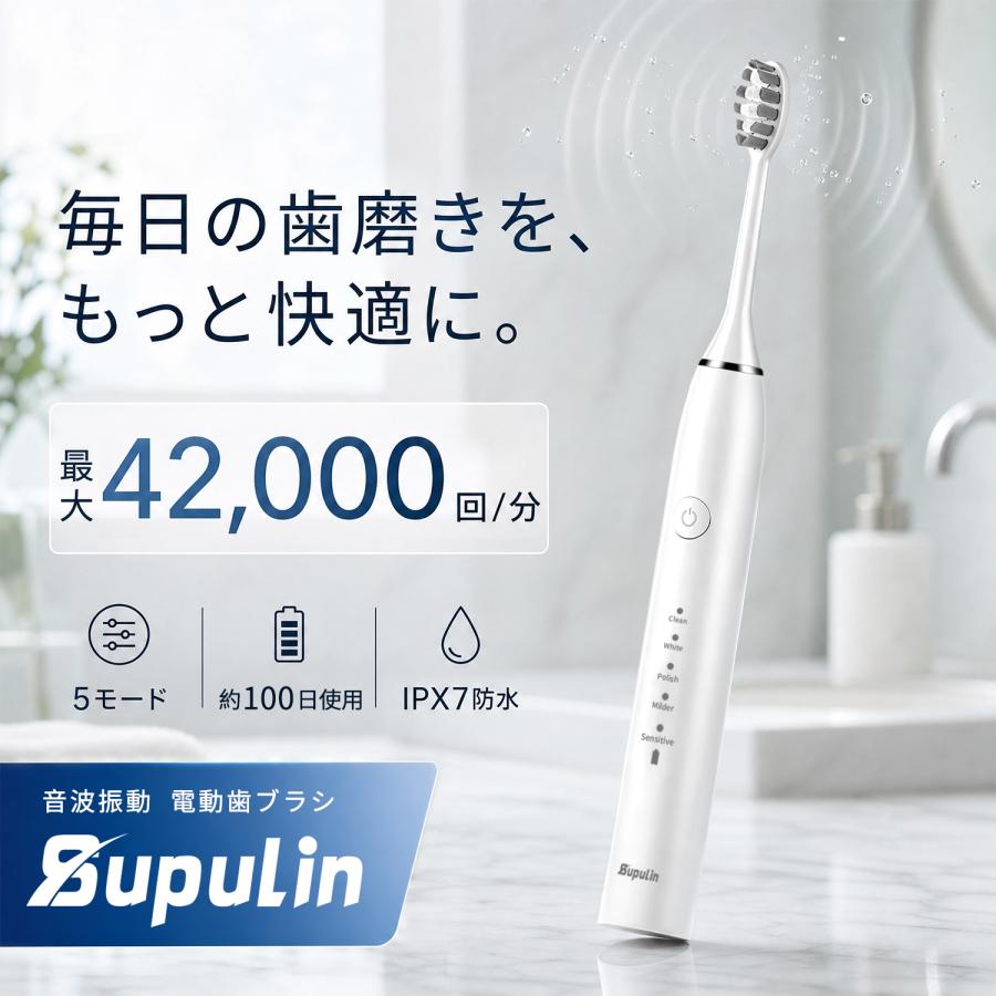 電動歯ブラシ ギフト 歯ブラシ 音波式 IPX7防水 42000回転/分
