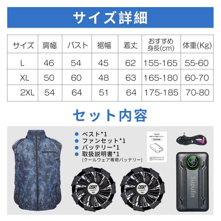 空調作業服 40V 空調ウェア ベスト 空調 服2026 最新 ファン付きベスト