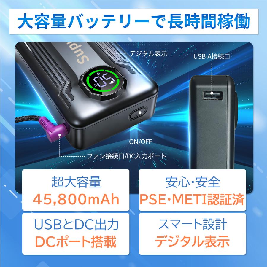 空調作業服 空調ウェア用 50V バッテリー ファン セット 45800mAh