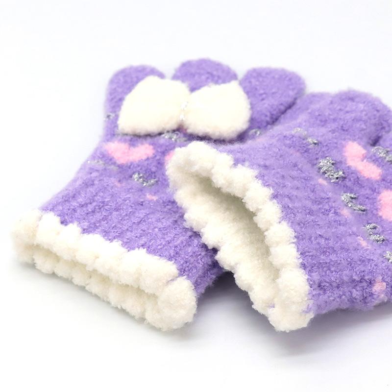 ハンドメイド♡ななうさちゃんパールキッズ手袋 手袋 キッズ 女の子 子供 防寒 暖かい リボン ハート 日本製 のびのび