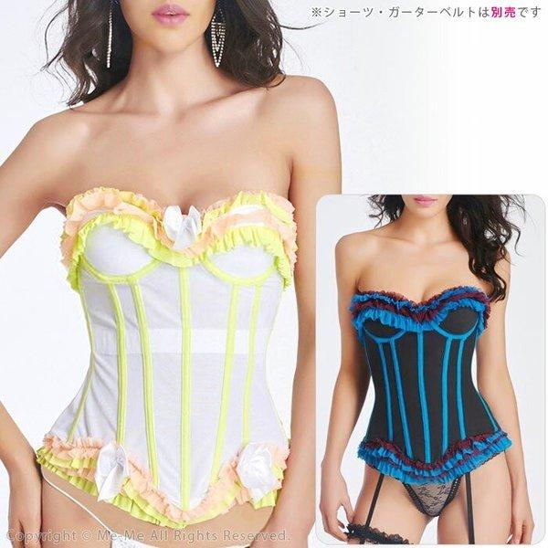 コルセット くびれ 腰痛 編み上げ ビスチェ 透け感が可愛い サマービスチェ ホワイト ブラック Ec5210 Ec5210 Me Me 通販 Yahoo ショッピング