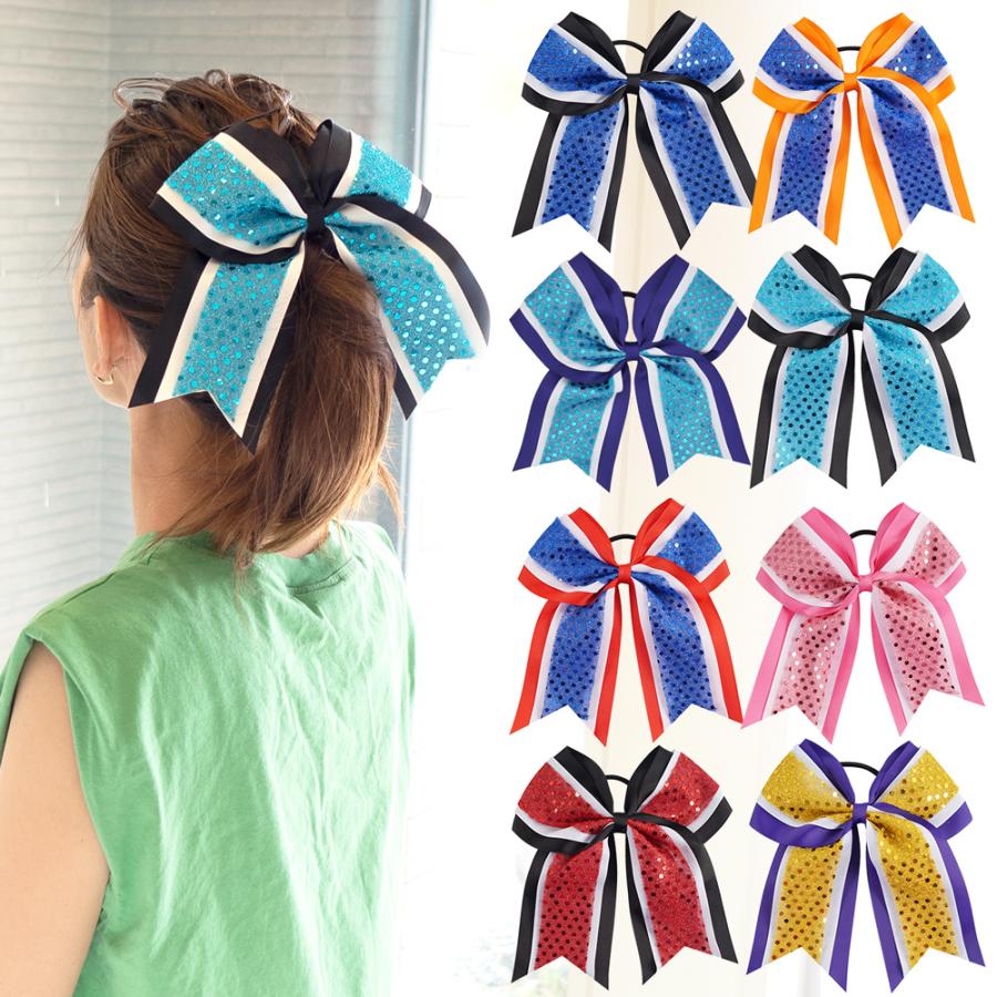 ヘアアクセサリー りぼん リボン ヘアゴム チアリーダー風