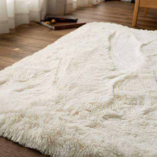 ランキング上位のプレゼント エクセレントムーティーii サヤンサヤン 洗える ホワイト 190x190 2畳 ラグマット シャギー カーペット ラグ Garces Org