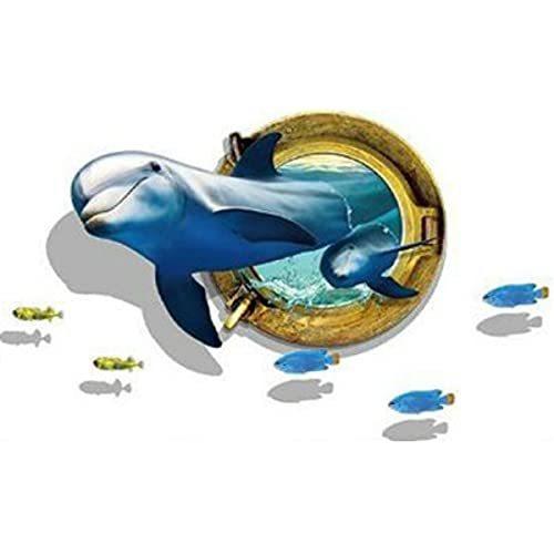 華麗 子供部屋 窓 海 魚 イルカ 動物 ウォールステッカー 海の中 シール 水中 海中 アニマル 3d 立体 トリックアート ウォールステッカー Www Sustentec Com Br