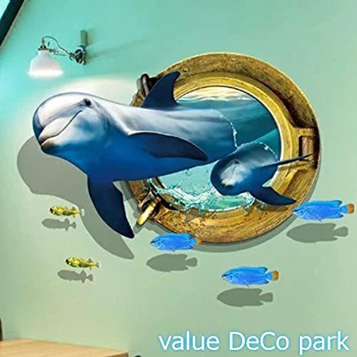 華麗 子供部屋 窓 海 魚 イルカ 動物 ウォールステッカー 海の中 シール 水中 海中 アニマル 3d 立体 トリックアート ウォールステッカー Www Sustentec Com Br