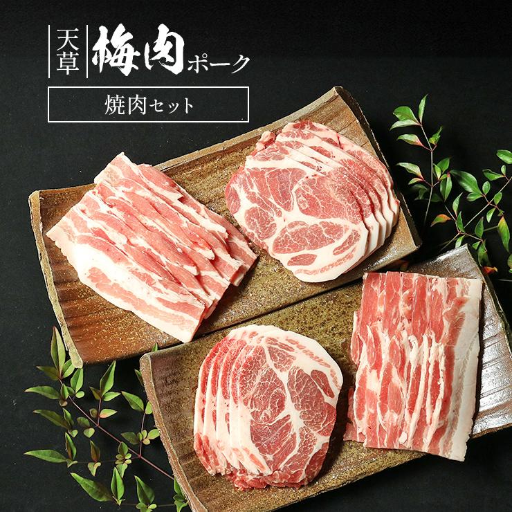 お歳暮 御歳暮 ギフト 贈り物 天草梅肉ポーク 豚肉 焼肉セット バラ焼肉用 500g 肩ロース焼肉用 500g 熊本産 ホルモン・抗生物質不使用 抗菌剤無添加 | 天草梅肉ポーク