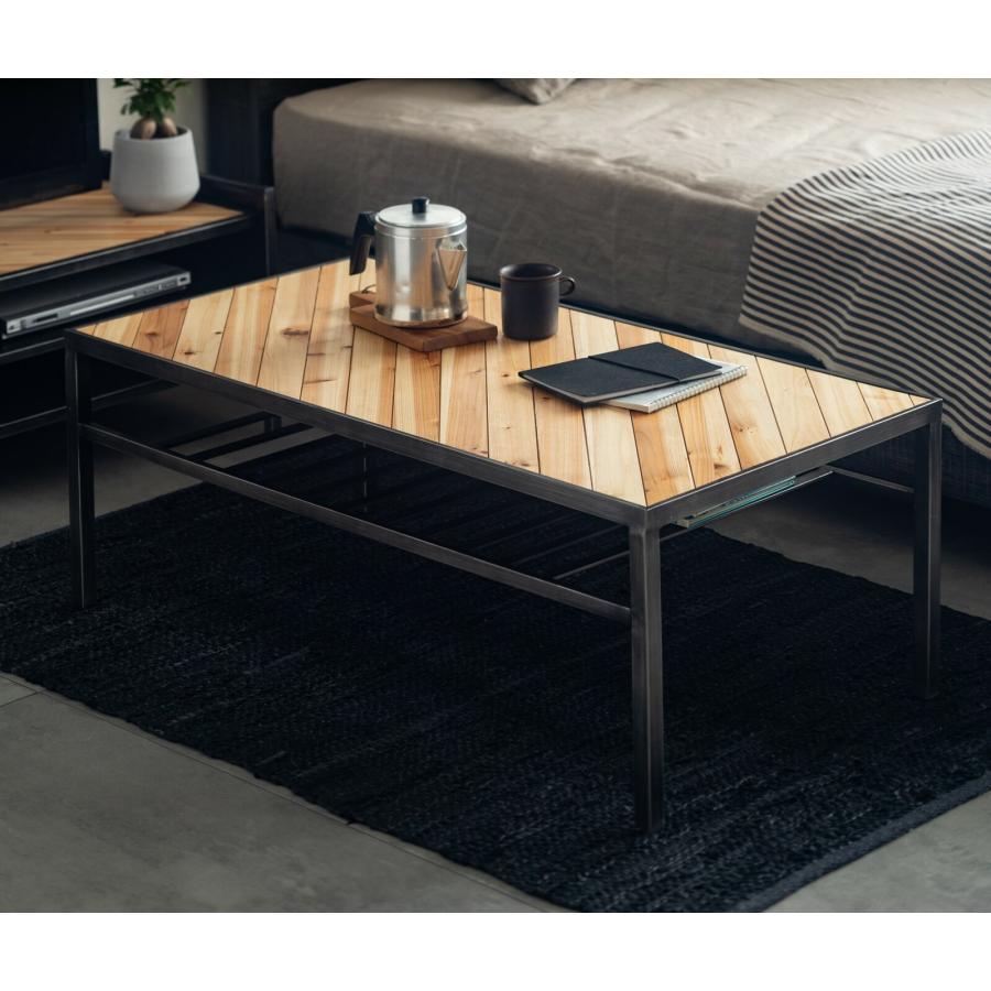 国産ヴィンテージ センターテーブル ローテーブル ヴィンテージ 風質感 アイアン × 天然木 センター