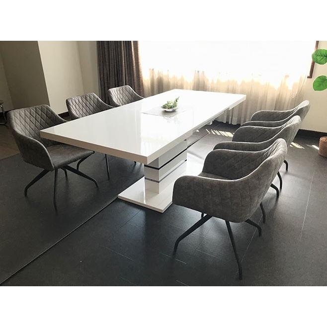 ダイニングセット 伸長式 160-200cm 6人用 ダイニングテーブル 鏡面