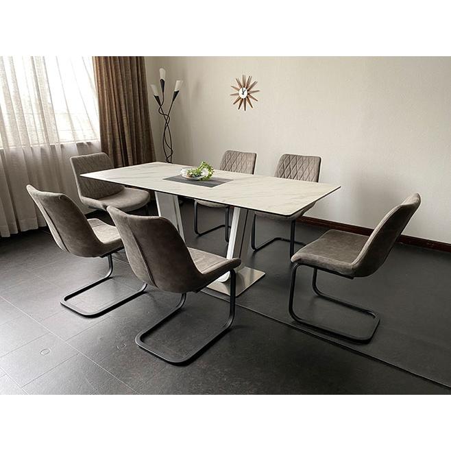 【送料無料／未使用】高級スペイン製テーブル180cm セラミック／ウォールナット セラミック ダイニング テーブルセット 幅180cm 6人掛け スペイン産