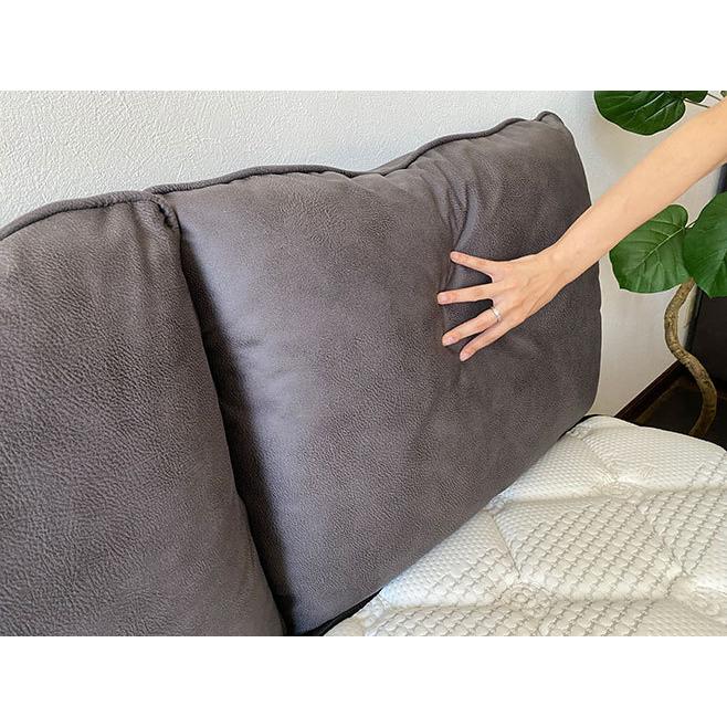 新品】LOWYAライトグレー ベルベット調 クッション5個付き ソファ