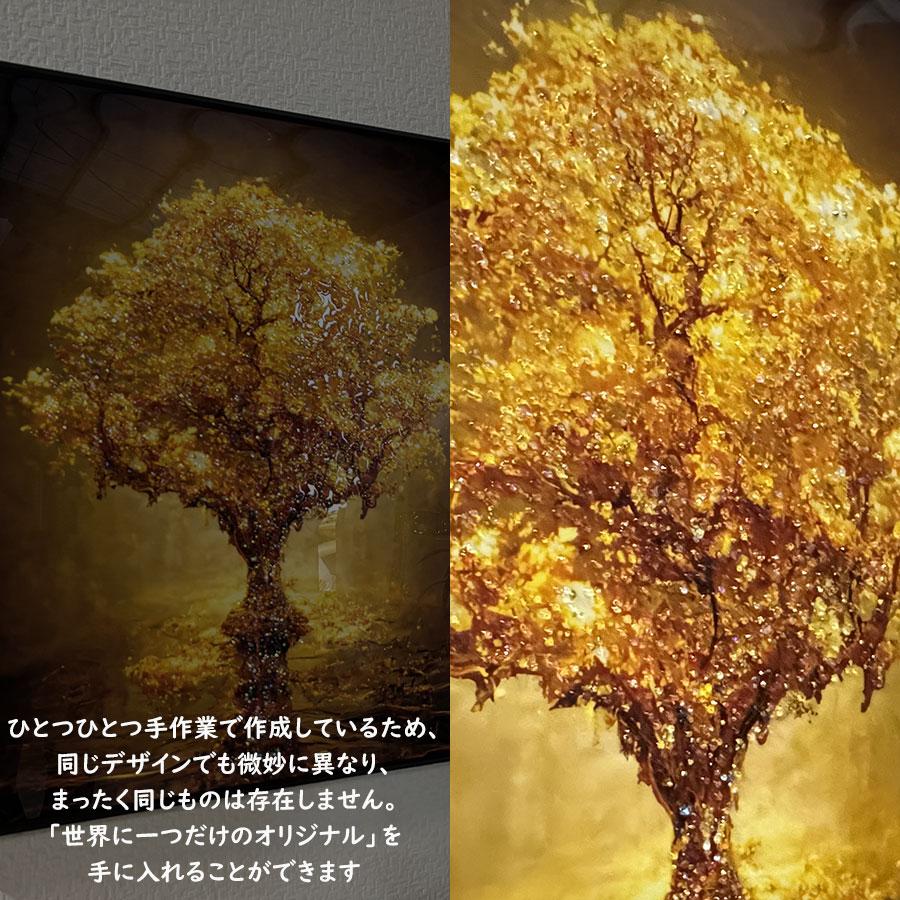 クリスタル アートパネル 水晶パネル 70×70 壁掛け絵 パネル 金 風水