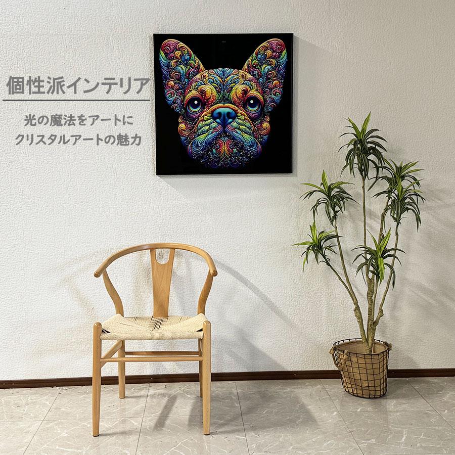 アートパネル クリスタル 水晶パネル 70×70 壁掛け絵 パネル 犬 動物