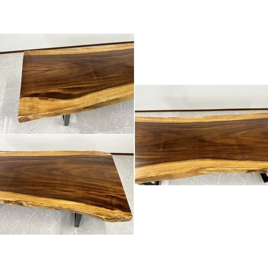 無垢 一枚板テーブル 幅218cm 天厚45mm 一点モノ 脚付き 一枚板 座卓可