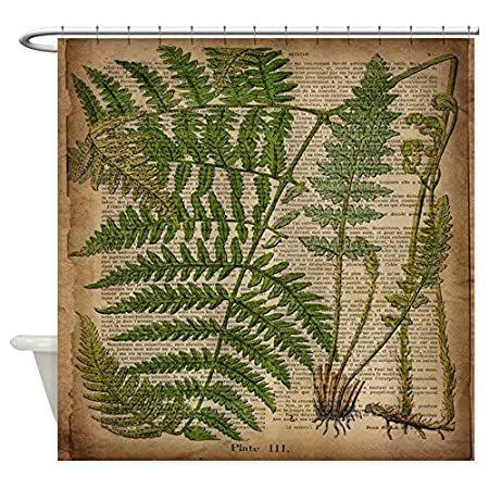 想像を超えての CafePress Botanical Curtain Shower Fabric Decorative Leaves Fern シャワーカーテン