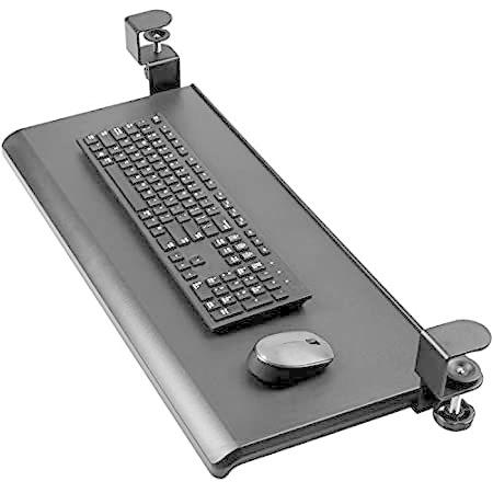 Huanuo キーボードトレイ デスク下 Cクランプ付き Lサイズ 安定したスライドキーボードスタンド デスク