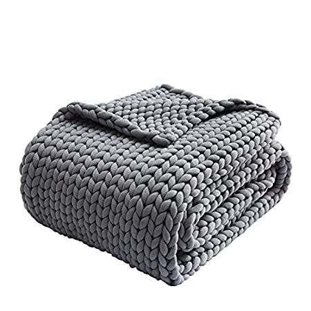 【予約中！】 Zonli Cooling Weighted Blanket 15lbs Queen/King Handmade Knitted Chunky Bla ベビー毛布