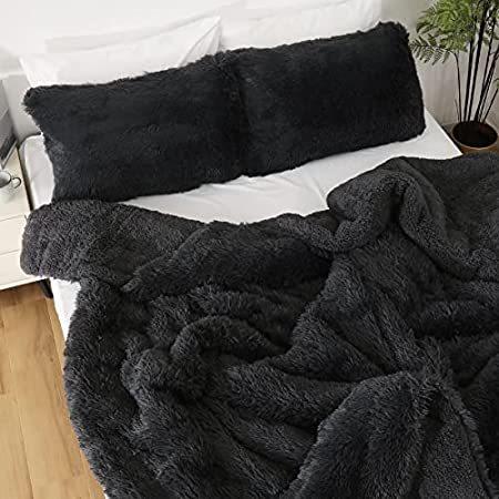 【SEAL限定商品】 Comforter Fur Faux Shaggy Fluffy Immtree Set Bedd Sherpa Fuzzy Luxury 3pcs, 枕、ピロー