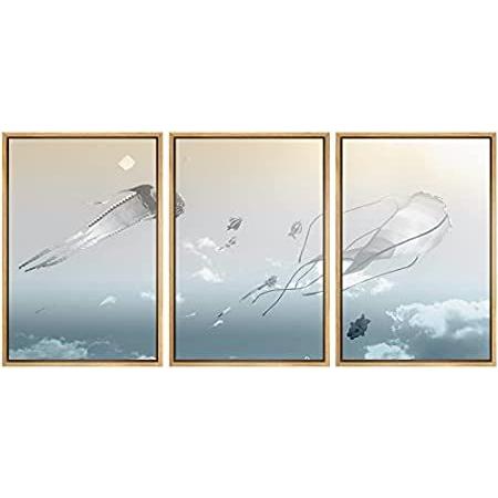 日本未発売 Wall26 素朴な リアリズム 写真 海洋生物 両生 カイト クラゲ デュオトーン ブルー タン ウォールアート プリント キャンバス フレーム入り 日本画 Www Familibase Ie