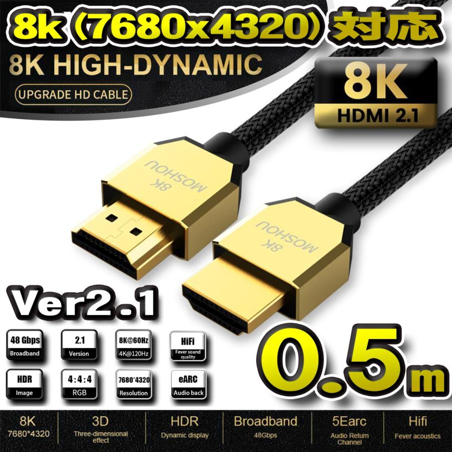 8K・ゴールドヘッドTYPE】HDMI ケーブル 8K HDMI2.1 48Gbps 対応 Ver2