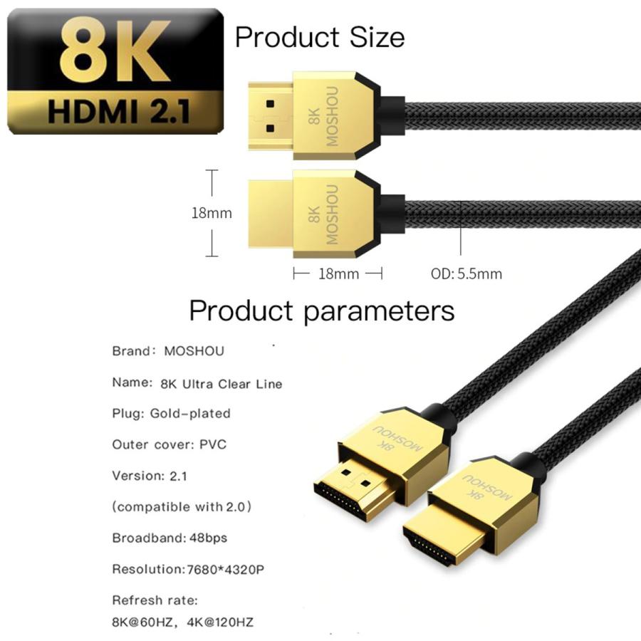 8K・ゴールドヘッドTYPE】HDMI ケーブル 8K HDMI2.1 ケーブル 48Gbps 対応 Ver2.1 フルハイビジョン 8K  イーサネット対応 2ｍ 【スマートボディ】 :8k-Smart-body-2:メカニックサポートYahoo!店 - 通販 - Yahoo!ショッピング
