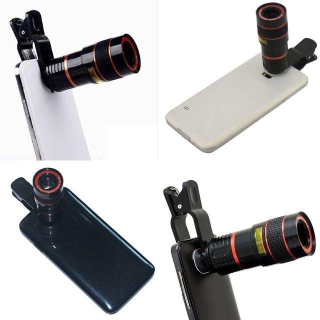 スマホ用 望遠レンズ スマホレンズ 8倍 ズーム 単眼鏡 【ブラック