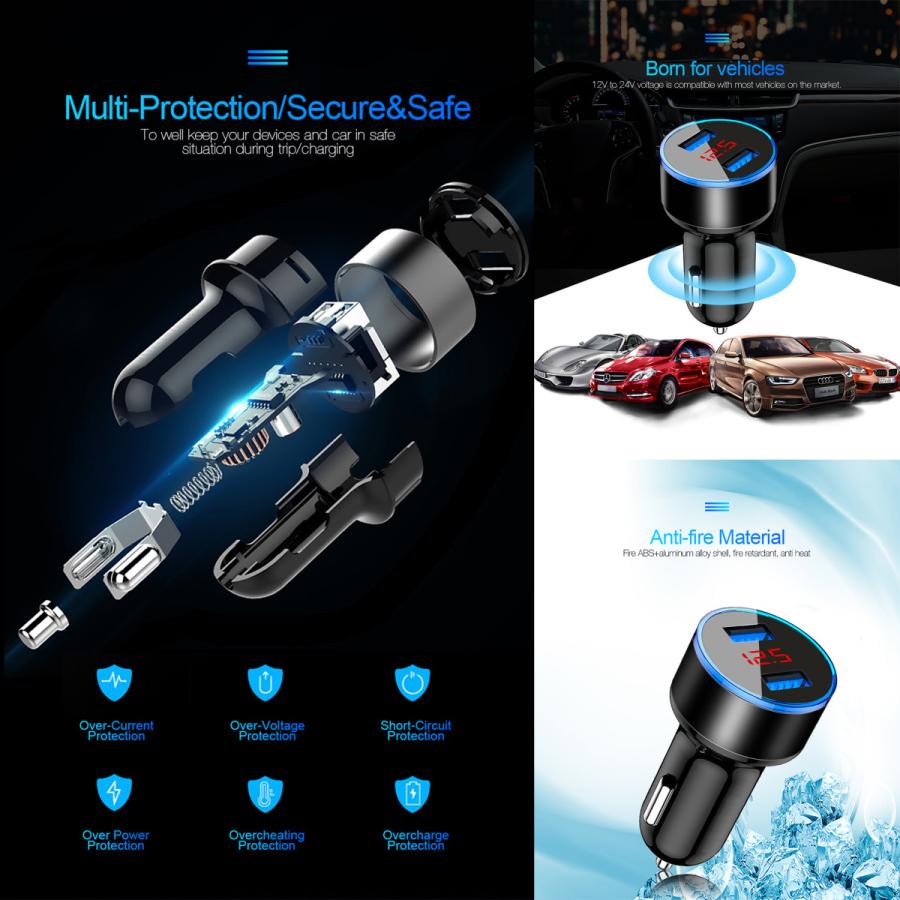 シルバー Usb車載充電器 デジタル電圧計 Usb 2ポート 数字電圧計 シガーソケット ５色から選択可能 Carsk5 Voltmeter Sl メカニックサポートyahoo 店 通販 Yahoo ショッピング