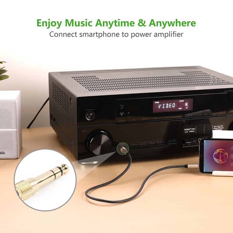 3.5mm ステレオ ミニプラグ (オス) - 6.3mm 標準プラグ (メス