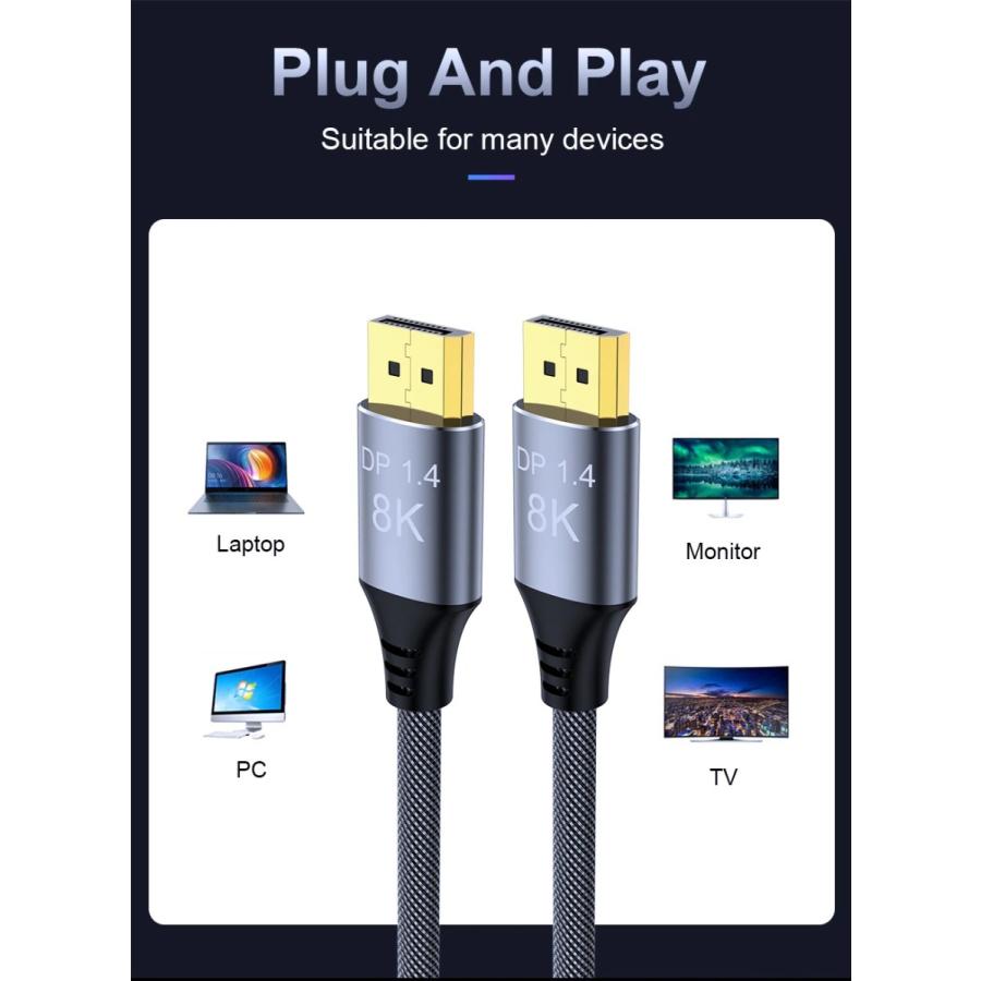 WLGQ Displayport 1.4 cable 8Kケーブル2メートル WLGQ Displayport 1.4 cable 8Kケーブル2メートル 高品質】 8K