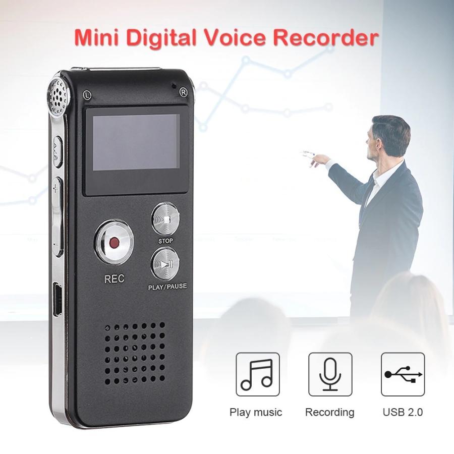 【日本語対応】 高音質 ミニデジタル ボイスレコーダー 録音機 MP3プレイヤー フラッシュメモリー 8GB 録音 ICレコーダーx1 ...