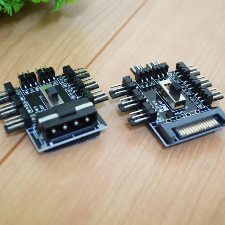 【 IDE電源 】 3pin x 8口 冷却ファン ハブ 3ピンソケット アダプター スイッチ付き｜mechanicspk｜10