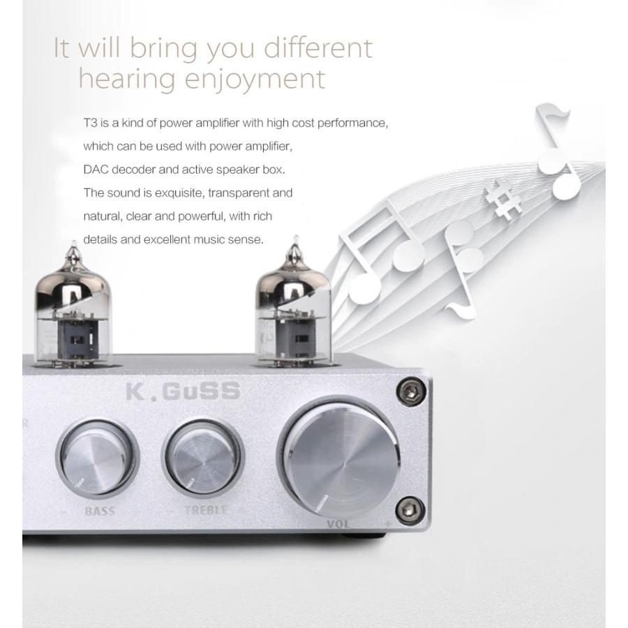 KGUSS T3 ミニ 6J1 プリアンプ 管アンプ HIFI オーディオ高音低音 調整