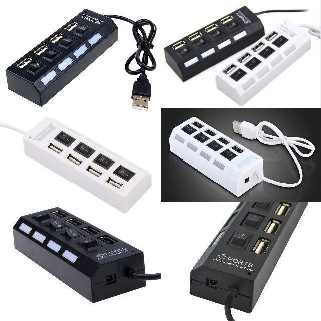 【白】 LED付き USBハブ 4ポート 高速 USB接続 増設|mechanicspk|02