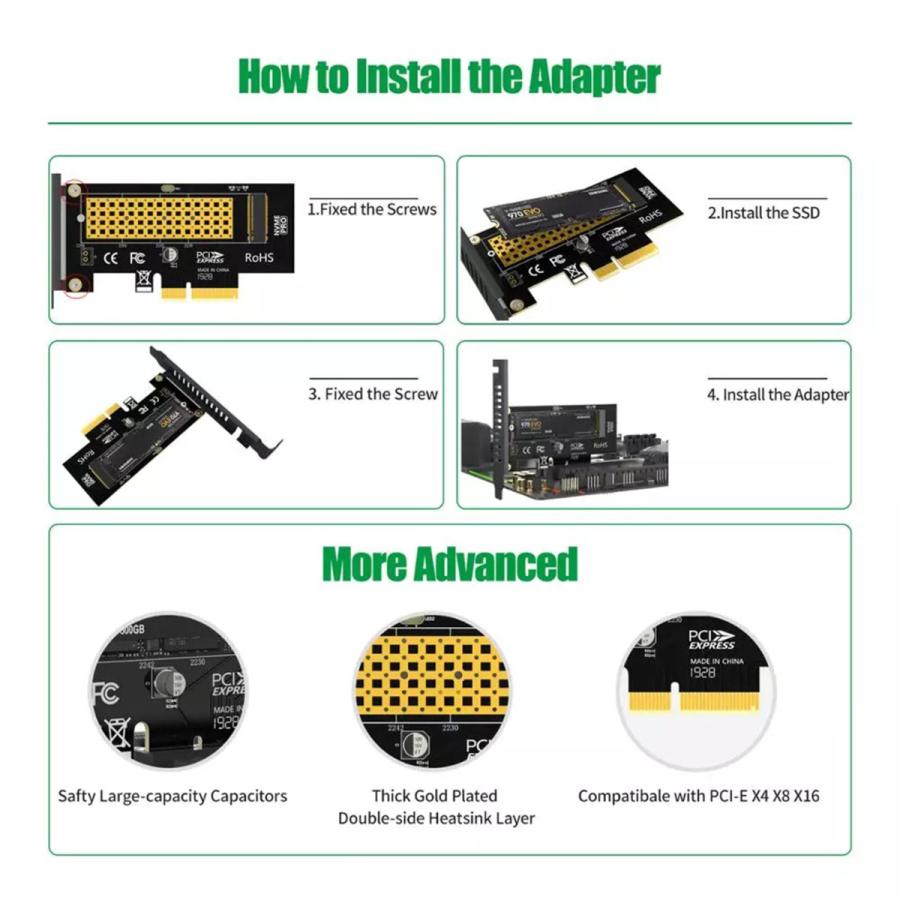 拡張カード】 M.2 NVMe SSD M-key PCI-E 3.0 サポートサイズ2230/2242