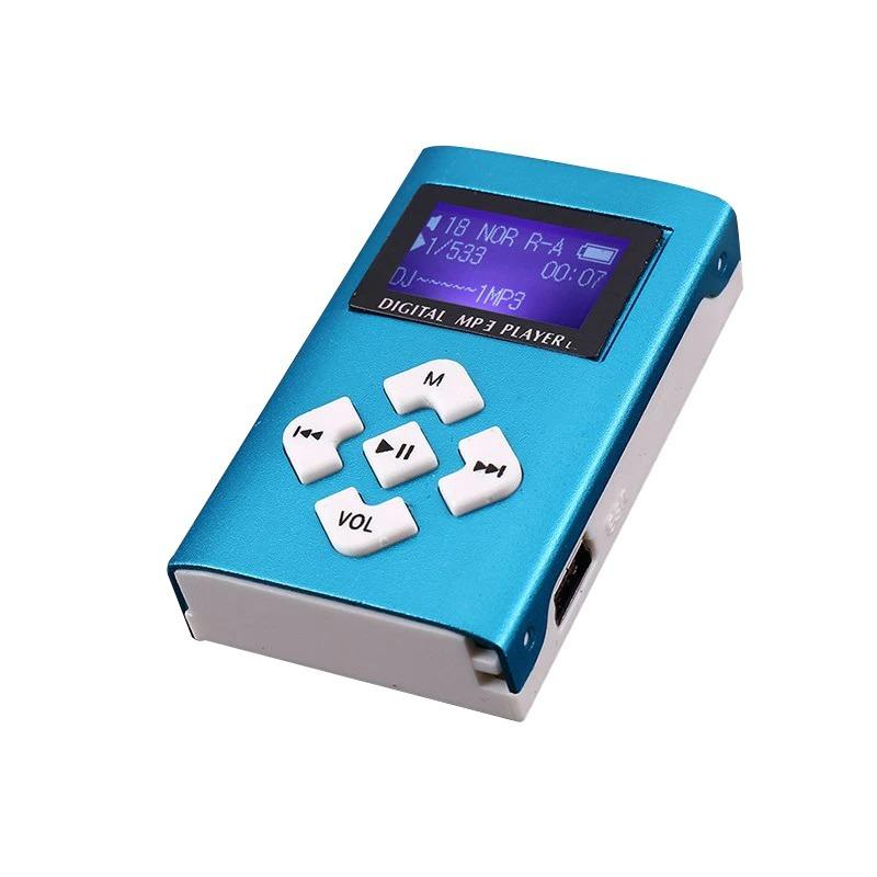 No.2【ブルー】新品 長方形 液晶画面付き MP3 音楽 プレイヤー SD