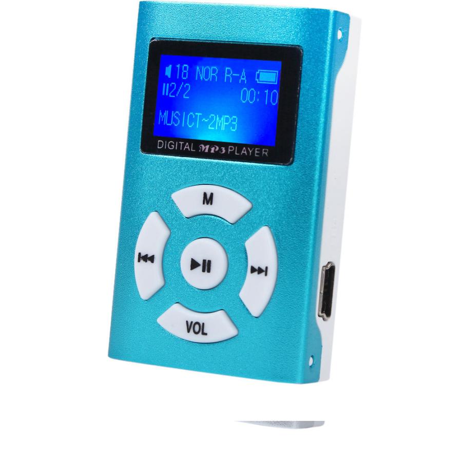 中古品】【ブルー】長方形 液晶画面付き MP3 音楽 プレイヤー SDカード