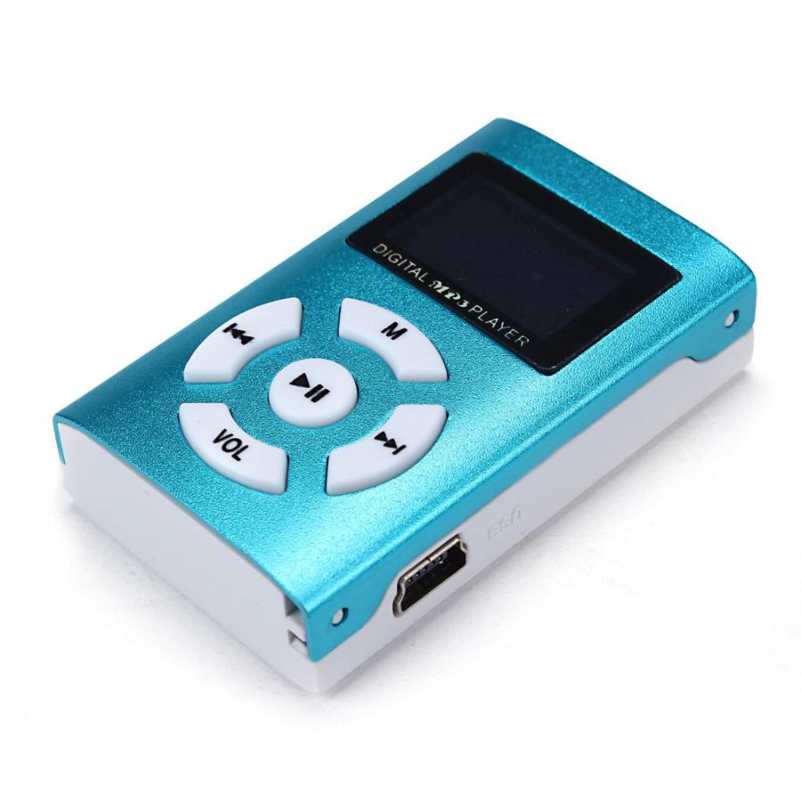 中古品】【ブルー】長方形 液晶画面付き MP3 音楽 プレイヤー SDカード