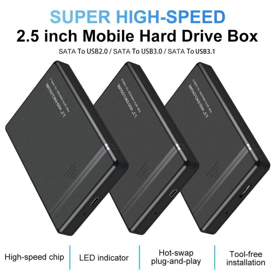 【新作品】2.5インチ HDD/SSD ケース USB2.0/3.0/3.1 接続 SATA ハードディスクケース 4TBまで  9.5mm/7mm厚両対応 工具不要 【ブラック】 :NEW-HDD-SSD-CaseBK:メカニックサポートYahoo!店 - 通販 -  Yahoo!ショッピング