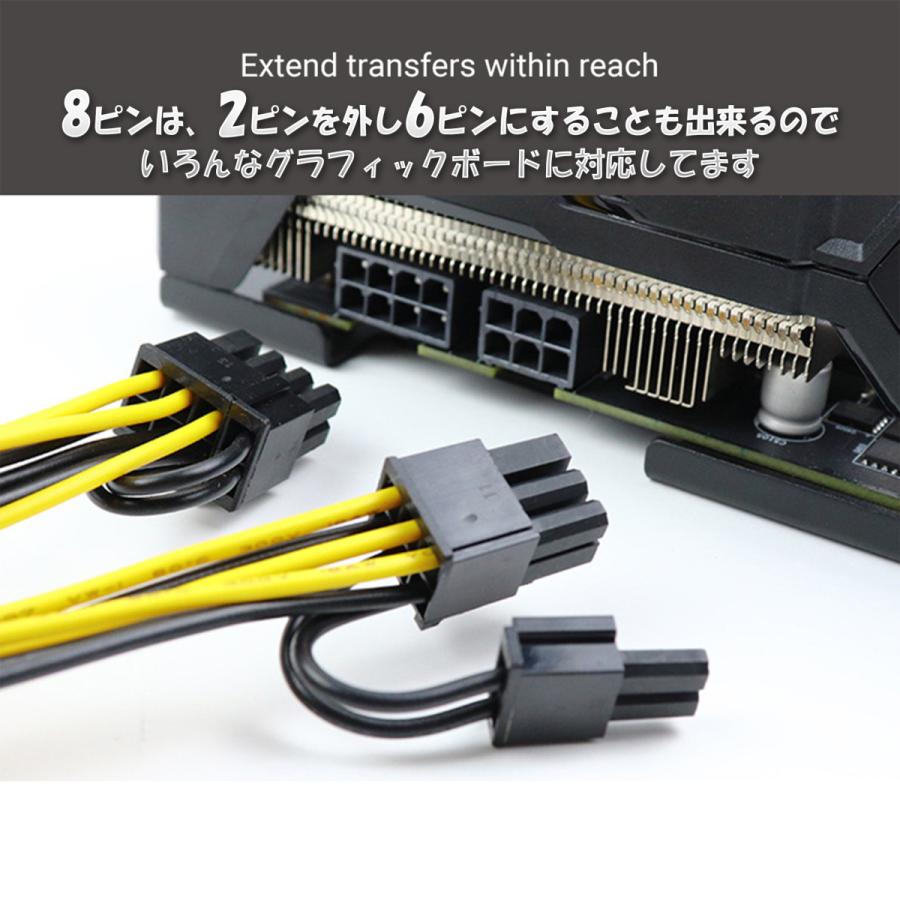 GPU電源分岐ケーブル】新品 PCI-E 電源分岐ケーブル 8ピン から 8(6+2