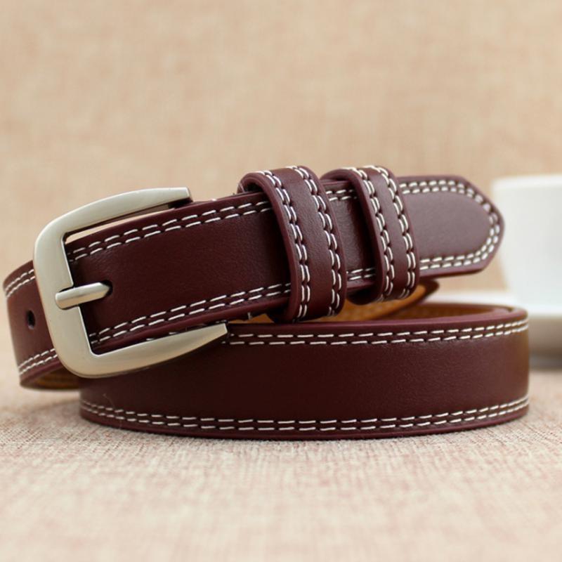 【ダークブラウン】超軽量 カジュアル クラシックスタイル スリム ベルト SILVERBUCKLE シルバーバックル タイプ x1本