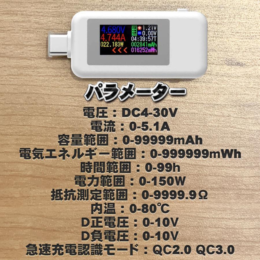 Type-c テスター 0-5.1A USB 電流 電圧 チェッカー 4-30V DC表示 充電
