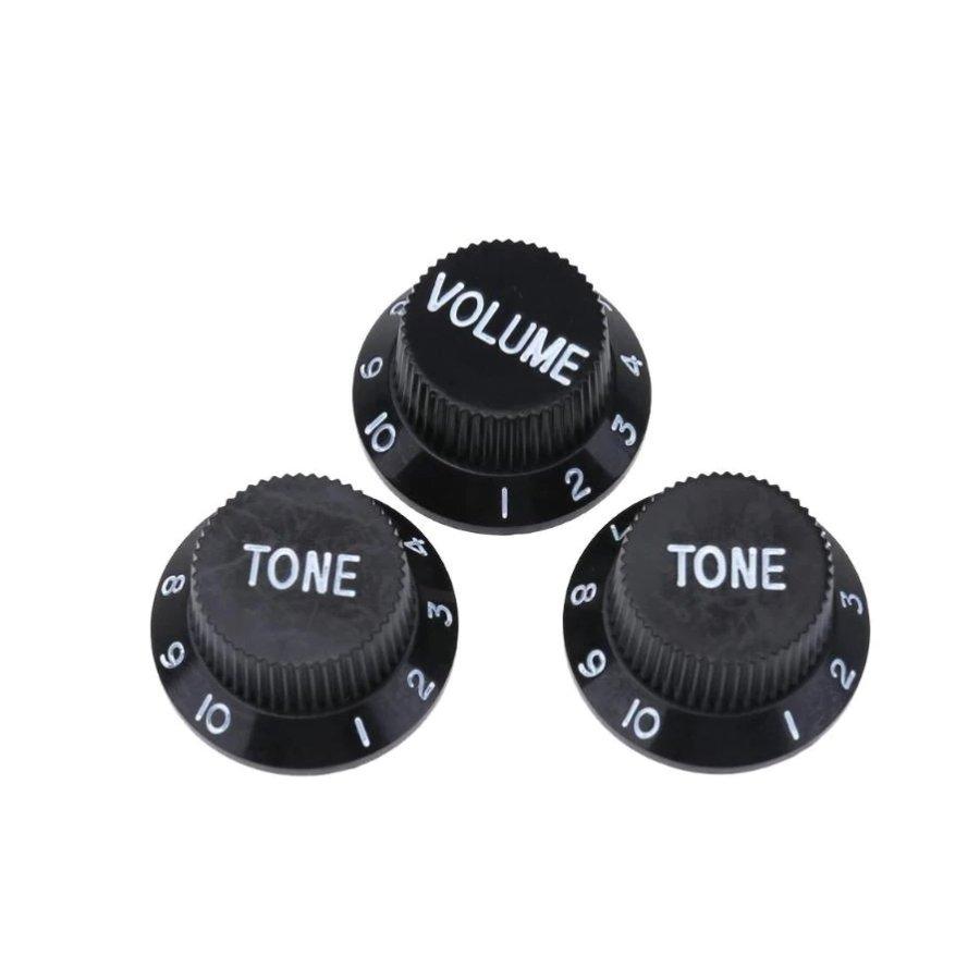 ストラトキャスター 【ブラック】カラー選択可能 3点セット エレキギター・ベース用 ボリューム トーン コントロールボタン Volume