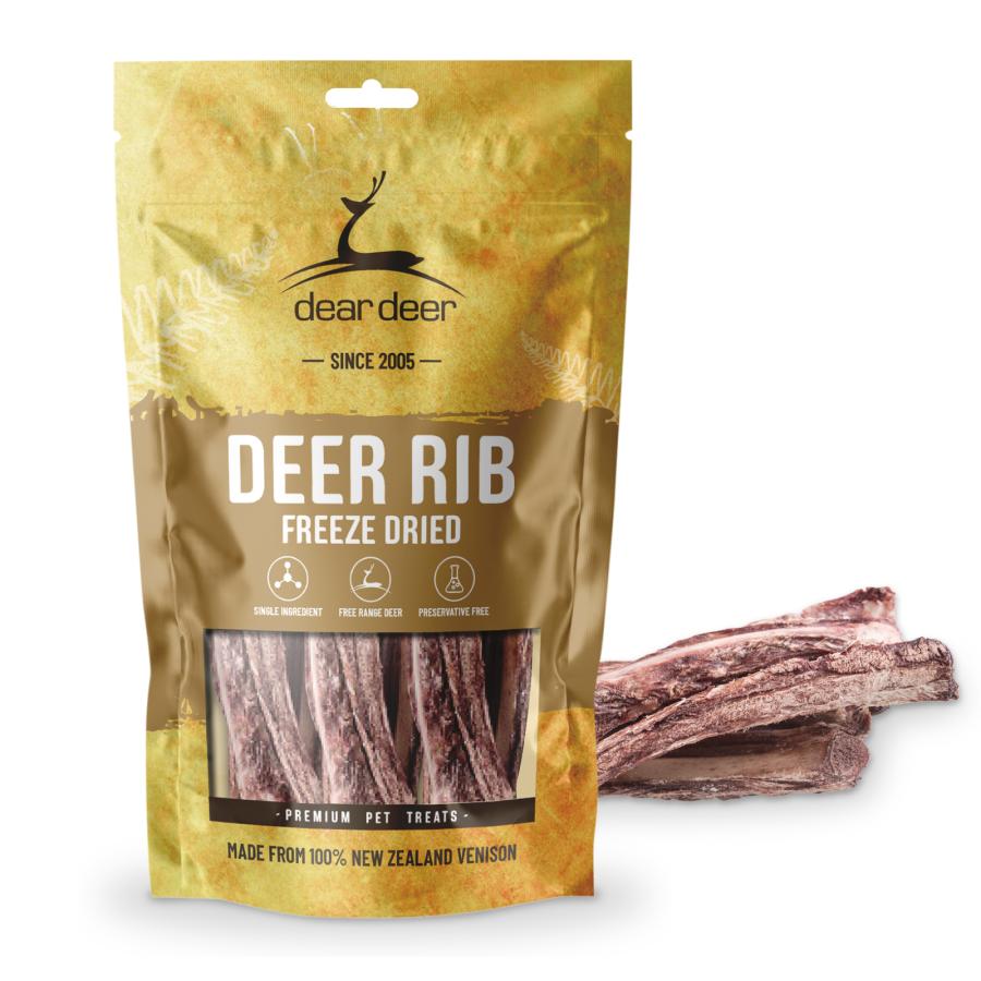 DEAR DEER 鹿のリブ肉 100G 袋入り 犬用 完全無添加おやつ ニュージーランド産 ペットフード ドッグフード おやつ 成犬用おやつ