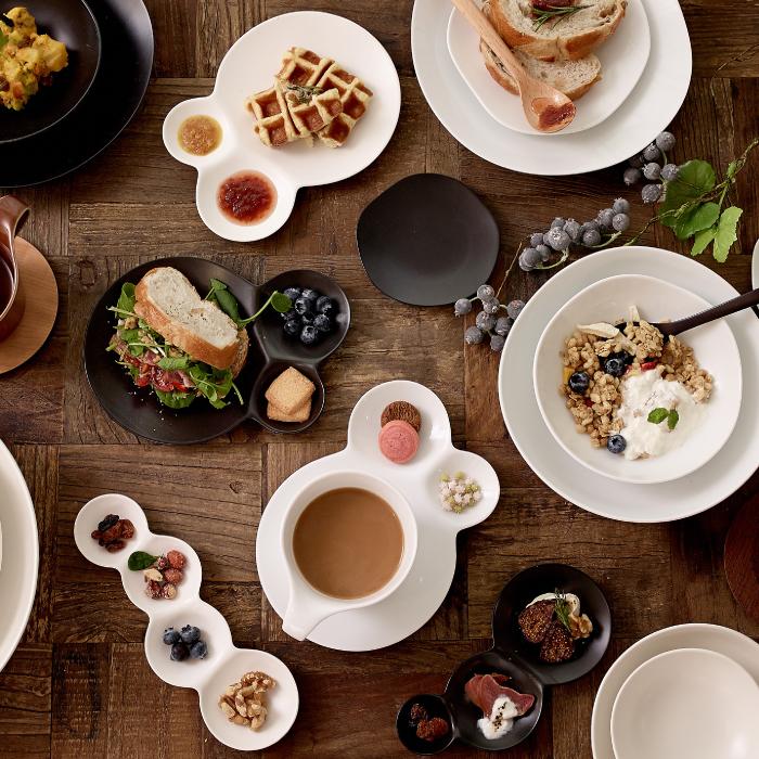 仕切り皿 おしゃれ お皿 食器 グロスホワイト 艶あり savone 4連