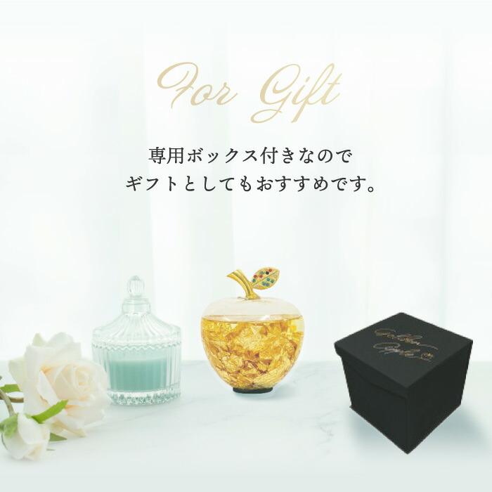 金箔アップル オブジェ 置物 りんご ゴールド 透明クリア 豪華