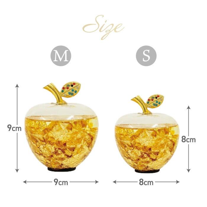 金箔アップル オブジェ 置物 りんご ゴールド 透明クリア 豪華