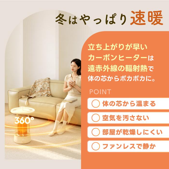 ヒーター 電気ストーブ カーボンヒーター 省エネ KOMONO 遠赤外線 上部