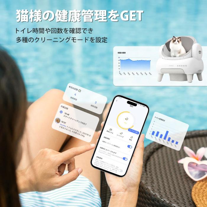 全自動猫トイレ Neakasa M1 Plus 猫用トイレ 大型 掃除不要 オープン型 10kg対応 多頭飼い 密封 消臭 ゴミ箱 アプリ スマホ連動 安全センサー 2週間放置 静音 |  | 10