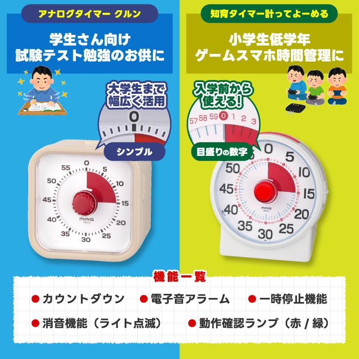 知育タイマー 計ってよーめる 無音 光る アナログタイマー 60分 可視化 キッチンタイマー MAG ダイヤル式 タイマー 学習時間管理 光でお知らせ 消音機能付き |  | 03